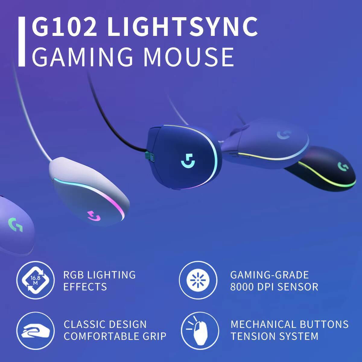 Logitech G102 Wired Gaming Mou - Esports Gaming Tournaments ulasan dan harga