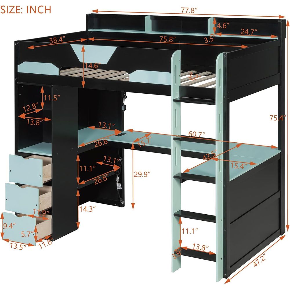 Twin Size Gaming Loft Bed with - Esports Gaming Bed ulasan dan harga