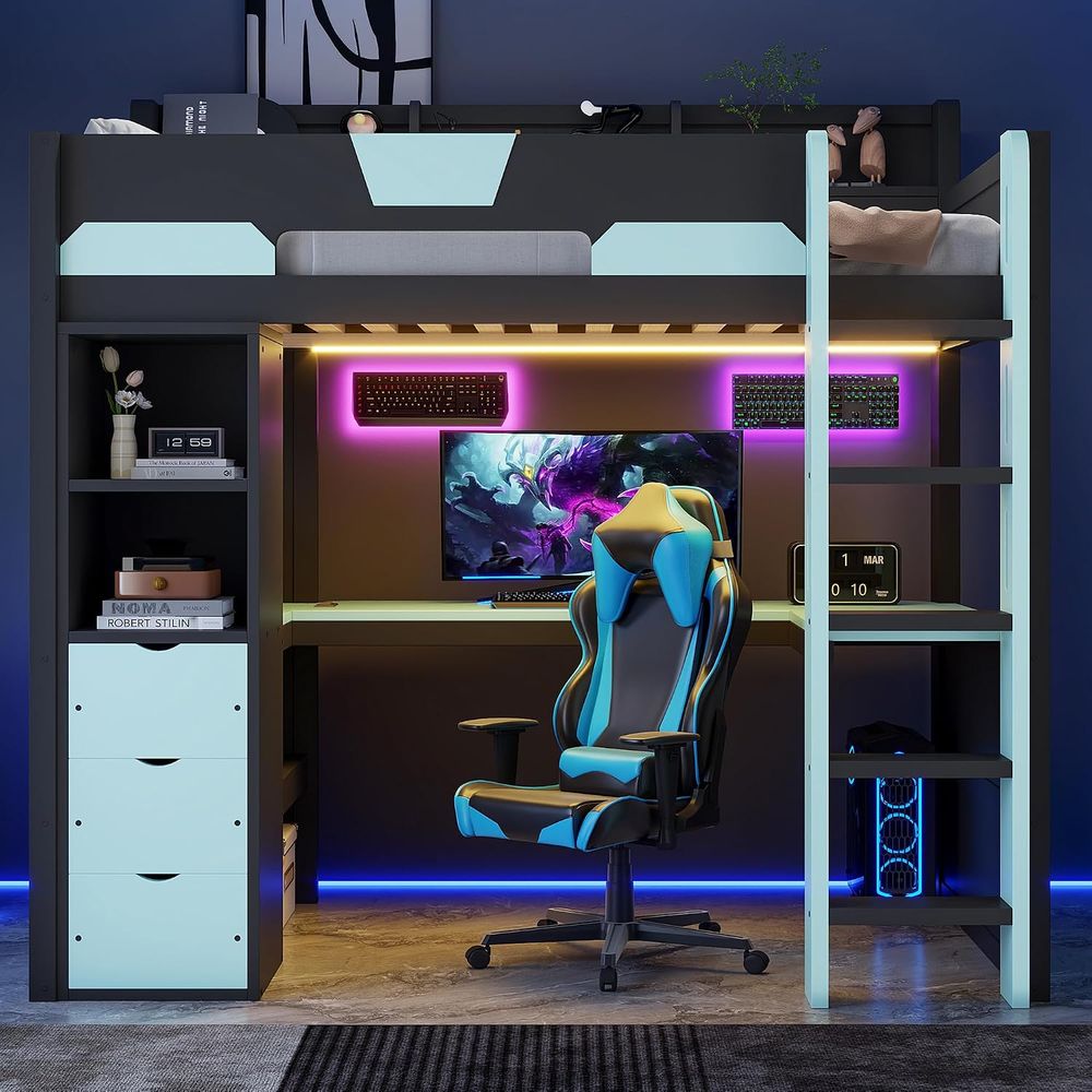 Twin Size Gaming Loft Bed with - Esports Gaming Bed ulasan dan harga